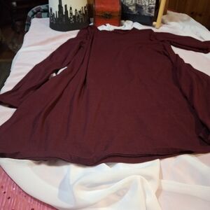 Zenana Outfitters Deep Maroon  Long Sleeve Swing Top Size XL